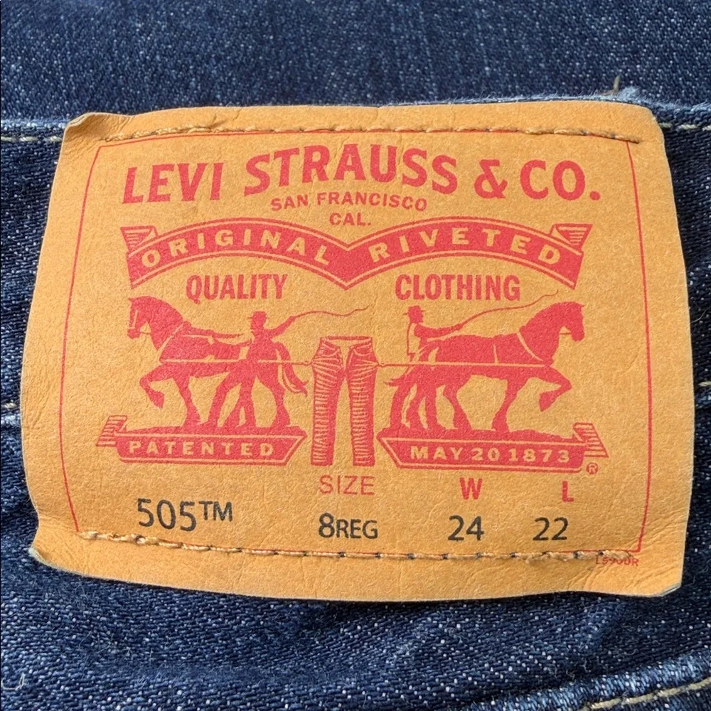 Levi's 505 Regular Adjustable Waist Dark Wash Blue Jeans